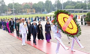 Đoàn đại biểu tham dự Đại hội đại biểu toàn quốc MTTQ Việt Nam lần thứ X, nhiệm kỳ 2024-2029 vào Lăng viếng Chủ tịch Hồ Chí Minh