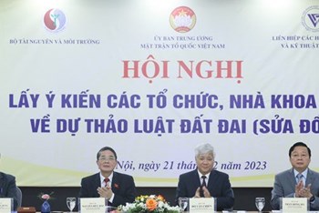 MTTQ Việt Nam góp ý vào Dự thảo Luật Đất đai (sửa đổi)