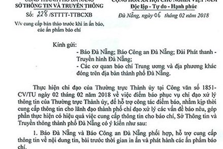 Sở TT-TT Đà Nẵng xin lỗi vì yêu cầu kiểm duyệt báo chí