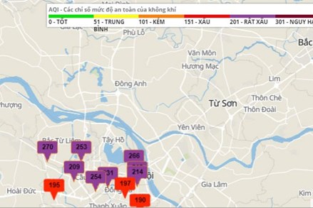 Cuối tuần, chỉ số chất lượng không khí Hà Nội ở mức rất xấu