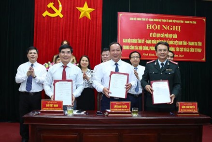 Ninh Bình: Ký kết Quy chế phối hợp giữa Ban Nội chính Tỉnh ủy- Đảng đoàn MTTQ Việt Nam tỉnh- Thanh tra tỉnh
