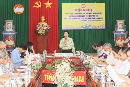 Ủy ban MTTQ tỉnh Đồng Nai phản biện xã hội đối với dự thảo nghị quyết quy định mức chuẩn trợ giúp xã hội, mức trợ giúp xã hội 