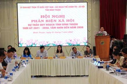 MTTQ tỉnh Bình Thuận: Phản biện xã hội Dự thảo “Quy hoạch tỉnh Bình Thuận thời kỳ 2021-2030, tầm nhìn đến năm 2050”