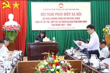 Ủy ban MTTQ tỉnh Bình Định phản biện xã hội đối với dự thảo chính sách hỗ trợ phát triển kinh tế tập thể, hợp tác xã