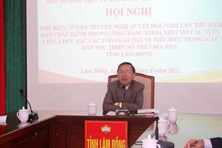 Lâm Đồng: Phổ biến, tuyên truyền Nghị quyết Trung ương 5 khóa XIII cho chức sắc tôn giáo