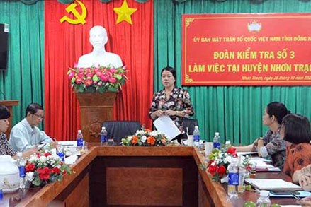 Ủy ban MTTQ tỉnh Đồng Nai kiểm tra công tác Mặt trận tại huyện Nhơn Trạch