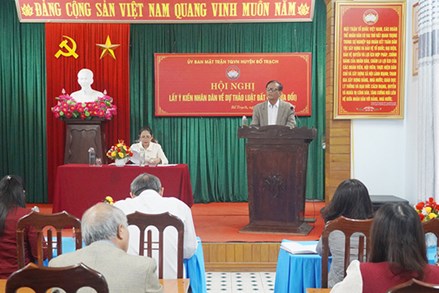 Ủy ban MTTQ huyện Bố Trạch (Quảng Bình): Lấy ý kiến góp ý về dự thảo Luật Đất đai (sửa đổi)