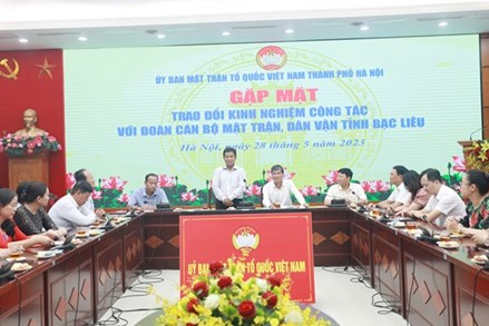Trao đổi kinh nghiệm về công tác Mặt trận giữa Hà Nội và Bạc Liêu