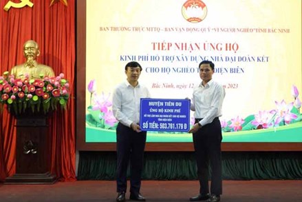 Bắc Ninh: Tiếp nhận hơn 6,5 tỷ đồng ủng hộ tỉnh Điện Biên xây nhà Đại đoàn kết