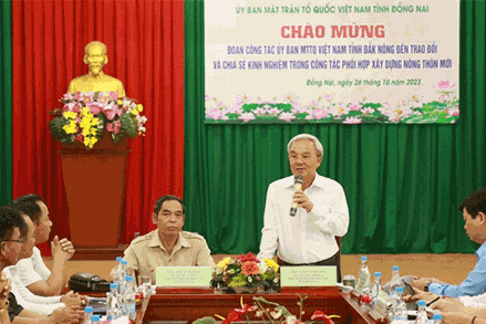 Ủy ban MTTQ Việt Nam tỉnh Đắk Nông trao đổi kinh nghiệm xây dựng nông thôn mới tại Đồng Nai
