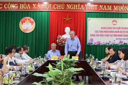 Cụm thi đua MTTQ Việt Nam các tỉnh miền Đông Nam Bộ làm việc với MTTQ Việt Nam tỉnh Ninh Thuận