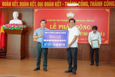 Bà Rịa - Vũng Tàu tiếp nhận hơn 5,84 tỷ đồng ủng hộ đồng bào bị thiệt hại do bão lũ