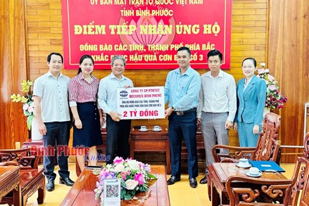 Bình Phước: Hơn 36,4 tỷ đồng ủng hộ đồng bào bị bão lũ miền Bắc