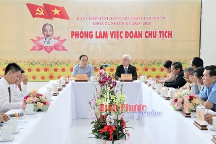Chủ tịch Ủy ban Trung ương MTTQ Việt Nam Trần Thanh Mẫn làm việc với Ban Thường vụ Tỉnh ủy Bình Phước