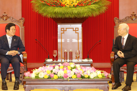 Tổng Bí thư, Chủ tịch Nước Nguyễn Phú Trọng tiếp Chủ tịch Quốc hội Hàn Quốc  