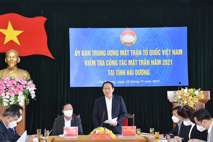 Phó Chủ tịch - Tổng Thư ký Lê Tiến Châu kiểm tra công tác Mặt trận tại Hải Dương, Hưng Yên