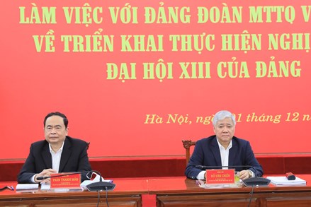 Đoàn kiểm tra số 136 của Phó Chủ tịch Thường trực Quốc hội Trần Thanh Mẫn làm việc với Đảng đoàn MTTQ Việt Nam