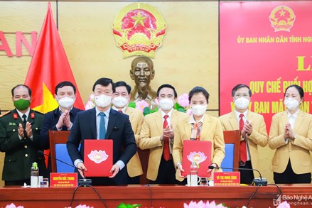 Ký kết quy chế phối hợp giai đoạn 2022 - 2026 giữa UBND và Ủy ban MTTQ Việt Nam tỉnh Nghệ An
