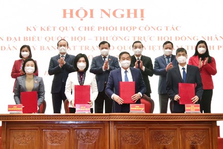 Ký kết Quy chế phối hợp giữa Đoàn đại biểu Quốc hội, Thường trực HĐND, UBND, Ủy ban Mặt trận Tổ quốc Việt Nam thành phố Hà Nội