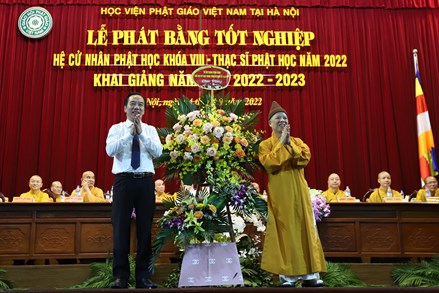 Phó Chủ tịch Ngô Sách Thực dự Lễ khai giảng đặc biệt tại Học viện Phật giáo Việt Nam tại Hà Nội