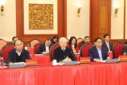 Tổng Bí thư chủ trì buổi làm việc với Ban Thường vụ Thành ủy thành phố Hồ Chí Minh