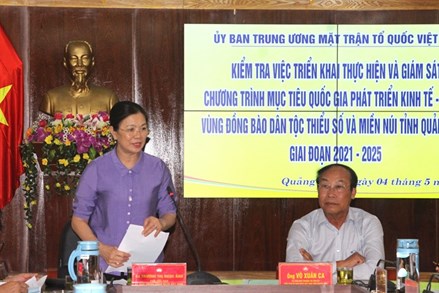 Phó Chủ tịch Trương Thị Ngọc Ánh kiểm tra việc triển khai Chương trình mục tiêu quốc gia tại Quảng Nam