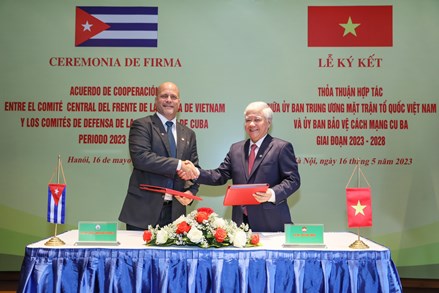 Uỷ ban Trung ương MTTQ Việt Nam và Ủy ban Bảo vệ Cách mạng Cuba ký kết thoả thuận hợp tác giai đoạn 2023-2028