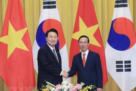 Chủ tịch nước Võ Văn Thưởng chủ trì đón và hội đàm với Tổng thống Hàn Quốc Yoon Suk Yeol