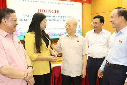 Tổng Bí thư Nguyễn Phú Trọng tiếp xúc cử tri tại Hà Nội sau Kỳ họp thứ 5, Quốc hội khóa XV