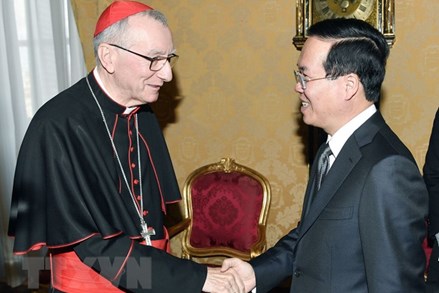Chủ tịch nước Võ Văn Thưởng gặp Thủ tướng Tòa thánh Vatican, Hồng y Pietro Parolin