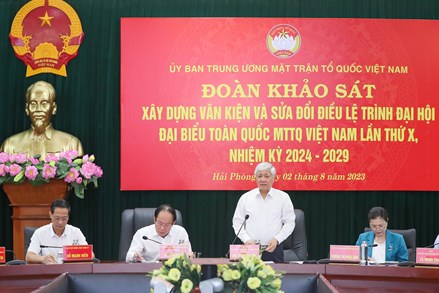Đoàn khảo sát của Uỷ ban Trung ương MTTQ Việt Nam do Chủ tịch Đỗ Văn Chiến làm Trưởng đoàn làm việc với Thành phố Hải Phòng