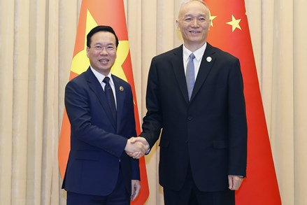 Chủ tịch nước Võ Văn Thưởng hội kiến Bí thư Ban Bí thư Đảng Cộng sản Trung Quốc