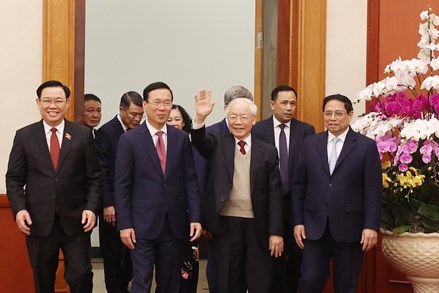 Tổng Bí thư Nguyễn Phú Trọng gặp mặt chúc Tết lãnh đạo, nguyên lãnh đạo Đảng, Nhà nước, Mặt trận Tổ quốc Việt Nam