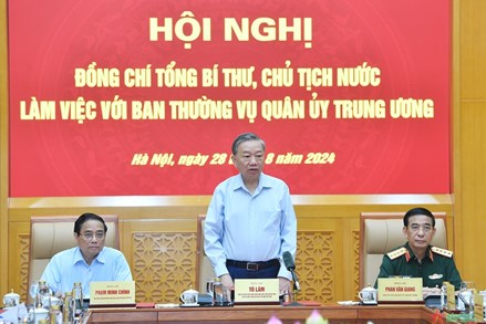 Tổng Bí thư, Chủ tịch nước Tô Lâm làm việc với Ban Thường vụ Quân ủy Trung ương