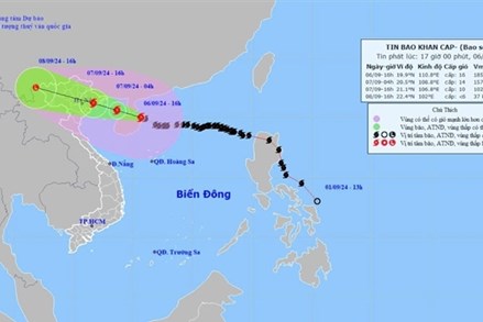 Thời điểm tác động gió mạnh nhất của siêu bão Yagi từ sáng đến chiều tối ngày 7.9