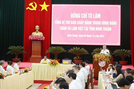 Tổng Bí thư Tô Lâm thăm và làm việc tại tỉnh Ninh Thuận