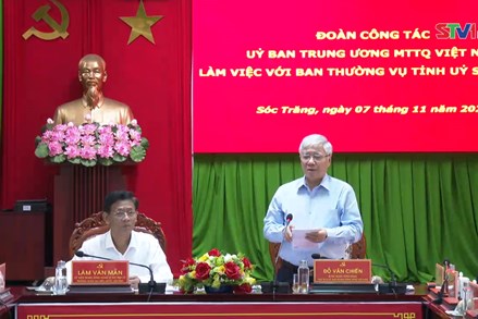 Chủ tịch UBTW MTTQ Việt Nam Đỗ Văn Chiến làm việc tại tỉnh Sóc Trăng