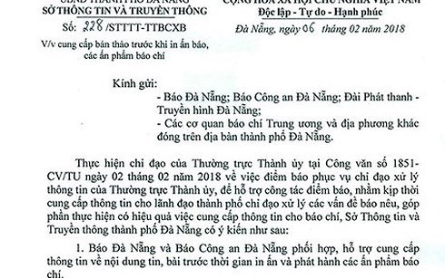 Sở TT-TT Đà Nẵng xin lỗi vì yêu cầu kiểm duyệt báo chí