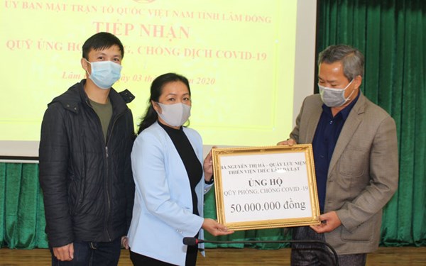 Ủy ban MTTQ tỉnh Lâm Đồng tiếp nhận trên 1,2 tỷ đồng ủng hộ Quỹ phòng chống Covid-19
