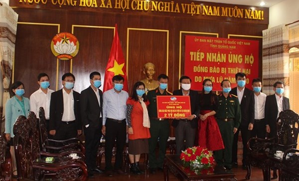 Mặt trận tỉnh Quảng Nam tiếp nhận 2 tỷ đồng ủng hộ khắc phục thiên tai