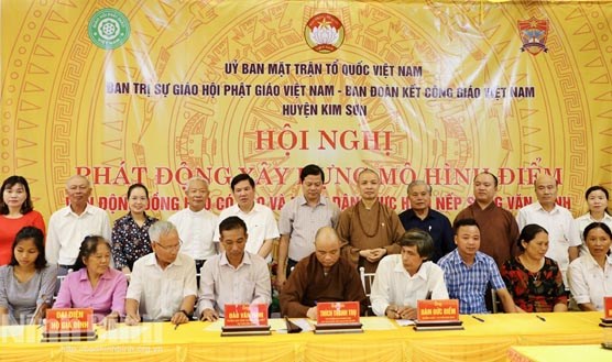 MTTQ huyện Kim Sơn phát động xây dựng mô hình điểm "Vận động đồng bào có đạo và nhân dân thực hiện nếp sống văn minh trong việc cưới, việc tang và lễ hội"