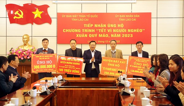 Lào Cai: Tiếp nhận hơn 6,5 tỷ đồng ủng hộ “Tết vì người nghèo” xuân Quý Mão, năm 2023