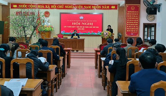 Ủy ban MTTQ huyện Quảng Ninh (Quảng Bình): Lấy ý kiến góp ý đối với dự thảo Luật Đất đai (sửa đổi)
