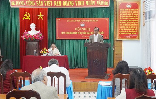 Ủy ban MTTQ huyện Bố Trạch (Quảng Bình): Lấy ý kiến góp ý về dự thảo Luật Đất đai (sửa đổi)