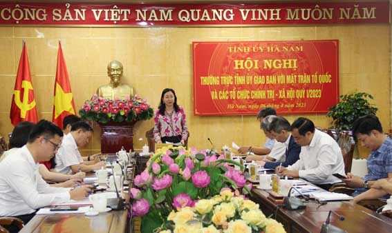 Hà Nam: Thường trực Tỉnh ủy giao ban với MTTQ và các tổ chức chính trị - xã hội quý I/2023