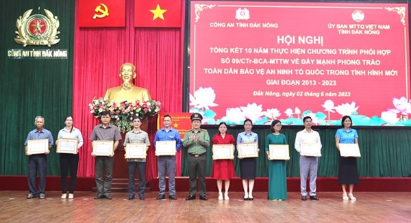 Đắk Nông: Tổng kết 10 năm thực hiện chương trình phối hợp giữa Bộ Công an với UBTƯ MTTQ Việt Nam