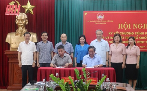 Thanh Hóa: Ký kết chương trình phối hợp giữa Ban Thường trực Ủy ban MTTQ tỉnh và Sở Nông nghiệp và Phát triển nông thôn