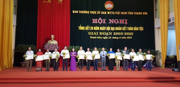 Ủy ban MTTQ Việt Nam tỉnh Thanh Hóa tổng kết 20 năm Ngày hội Đại đoàn kết toàn dân tộc (2003 – 2023). 