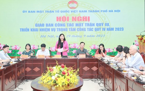Ủy ban MTTQ Việt Nam thành phố Hà Nội tổ chức giao ban công tác Mặt trận quý III