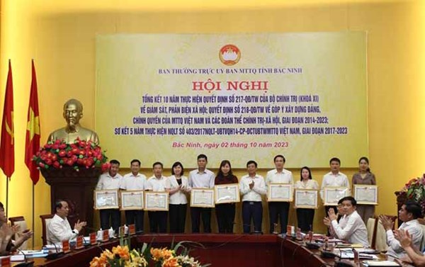Ủy ban MTTQ tỉnh Bắc Ninh tổng kết 10 năm thực hiện Quyết định của Bộ Chính trị về giám sát, phản biện xã hội